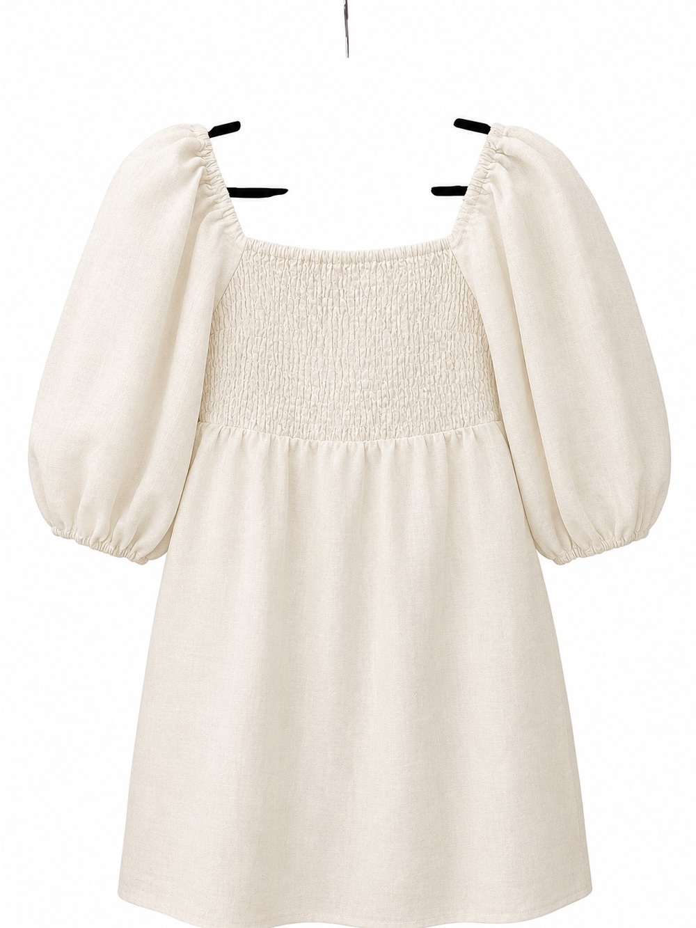 Tuckernuck Cream Smocked Puff-Sleeve Mini Tunic